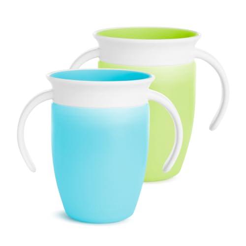 Top Vasos 360º Bebé Munchkin: 2-Pack, Anti-Derrame, Asas, 207ml, Azul/Verde