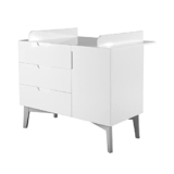 roba Cambiador con Cambiador ‘Retro 2’, Frontales de Color Blanco Brillante, Estructura de pie Retro Gris