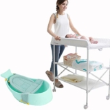 HANSHAN Protectores para cunas y camas de bebé Cambiador, La Estación De Pañales Plegable Nursery Organizador For Infant Care Estación Recién Nacido Masaje Del Baño Cuna Rosa/Verde 33 × 19 × 22 Pulg