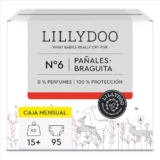 Pañales-braguita LILLYDOO, talla 6 (15+ kg), 5 paquetes de 19 pañales-braguita (95 pañales), PACK AHORRO