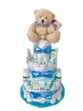 Tarta de pañales Suavinex azul (Talla 3 (4-9 kg)) by MomentosGourmet Añade tu dedicatoria personalizada. Regalo para bebé muy práctico. Cesta Canastilla recién nacido. Diaper Cake