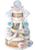 Mababyshop, Tarta Pañales Mi Pulpito. Chupete Personalizado con el Nombre en Pastel de Pañales Ecológicos y Set de Cremas Para Bebé (Rosa)
