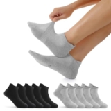 EKSHER 10 Pares Calcetines Hombre Verano Calcetines Tobilleros Mujer Cortos Deporte Algodón Algodon Deportivos Running Antiampollas Finos Gris Negro Negros 43-46