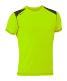 ASIOKA 182/17 Camiseta técnica combinada Unisex para Adultos de m/Corta, Verde flúor/Marengo, XL
