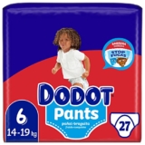 DODOT Pants Pañal-Braguita Talla 6, 27 Pañales, 15Kg+, Pañal-Braguita con Ajuste 360° Anti-Fugas