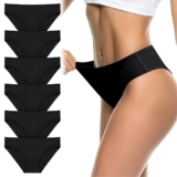 flintronic 6PCS Bragas Mujer, Braguita de algodón, Elástico Culotte Cintura, Ropa Interior Cómoda y Sexy, Medias Suaves – Negro