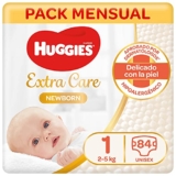 Huggies Extra Care Pañales Recién Nacido Talla 1 (2-5 kg) – 84 pañales