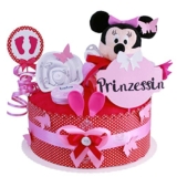 MomsStory – Pastel de pañales para niña, regalo de pañales de Minnie Mouse Disney, regalo de bebé para nacimiento, bautizo, baby shower, 1 palo (rosa)