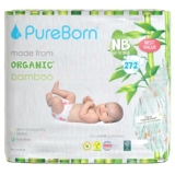PureBorn Pañales Bebé Ecológicos de Bambú, Talla Recién Nacido, 272 piezas (2 x 136), Hipoalergénicos, Ultrasuaves, Estampado Surtido