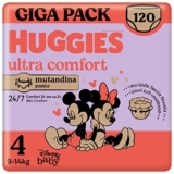 Huggies Ultra Comfort Pañales Tipo Braguita para Bebé, Talla 4 (9-14 kg), con Gráficos Disney, 4 packs x 30 pañales, Total 120 Pañales, Solo Online