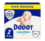 Pañales Dodot Sensitive Talla 2, 3×39, 117 Unidades, Suavidad y Protección para Bebés Sensibles