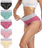 wirarpa Bragas Talle Alto Algodón para Mujer Culotte Braguita de Cintura Alta Cómodo 5 Pack, Multicolor Tamaño M