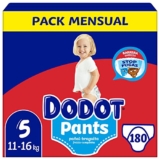 Dodot Pañales Bebé Pants Talla 5 (12-17 kg), 180 Pañales, Pañal-Braguita con Ajuste 360° Anti-Fugas, Pack Mensual