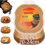 Owelth 20-24cm Papel Freidora Aire, 200 Piezas Papel Air Fryer Cuadrado, Antiadherente Desechable Papel Horno Freidora Aire, Forro Papel Pergamino para Freidora Aire Cosori Cecotec 5.5L 6L