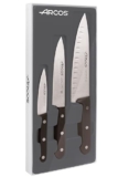 ARCOS Conjunto Cuchillos profesionales para cocinas, 3 piezas – Acero Inoxidable Nitrum y Hoja mm, 590 gr, Mango ergonómico polioximetileno POM, Serie Universal, Mayor control, Color negro