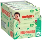 Huggies Toallitas Natural Care para Bebé, 99% Agua y con Aloe Vera, 560 toallitas (10 packs de 56 toallitas)